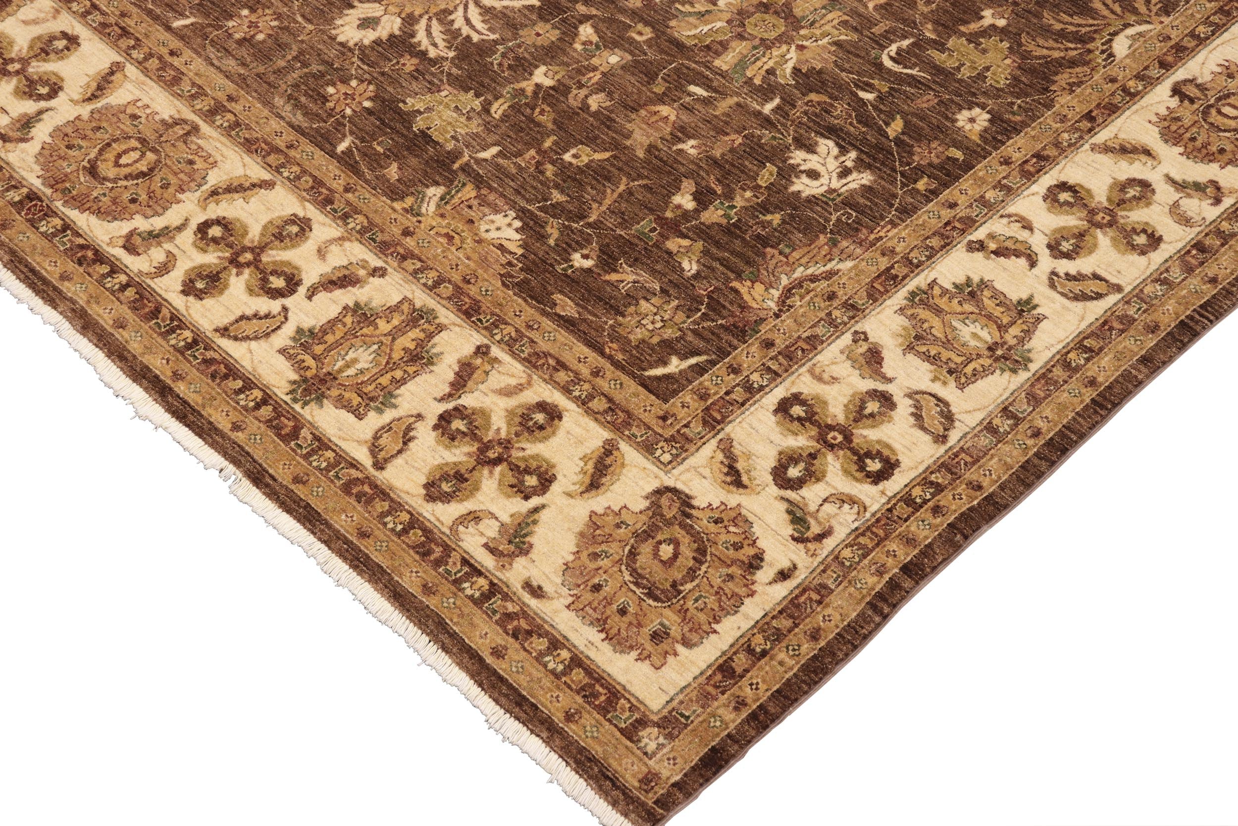handmade Traditional Kafkaz Brown Beige Hand Knotted RECTANGLE 100% WOOL area rug 9x12