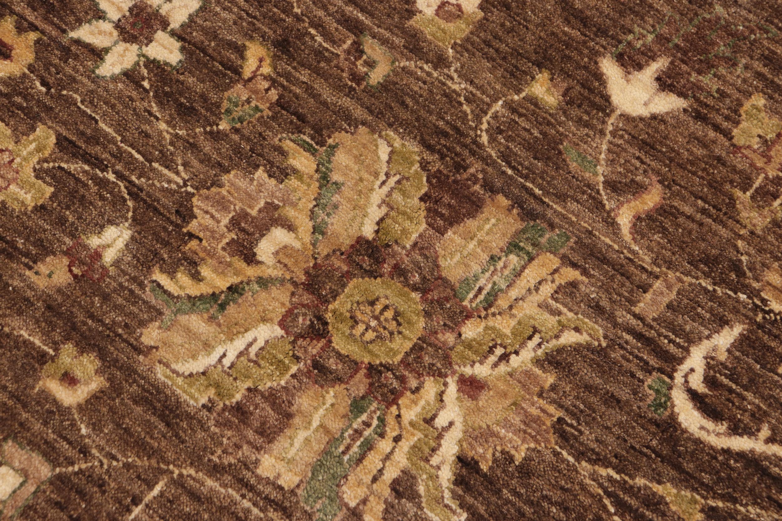 handmade Traditional Kafkaz Brown Beige Hand Knotted RECTANGLE 100% WOOL area rug 9x12