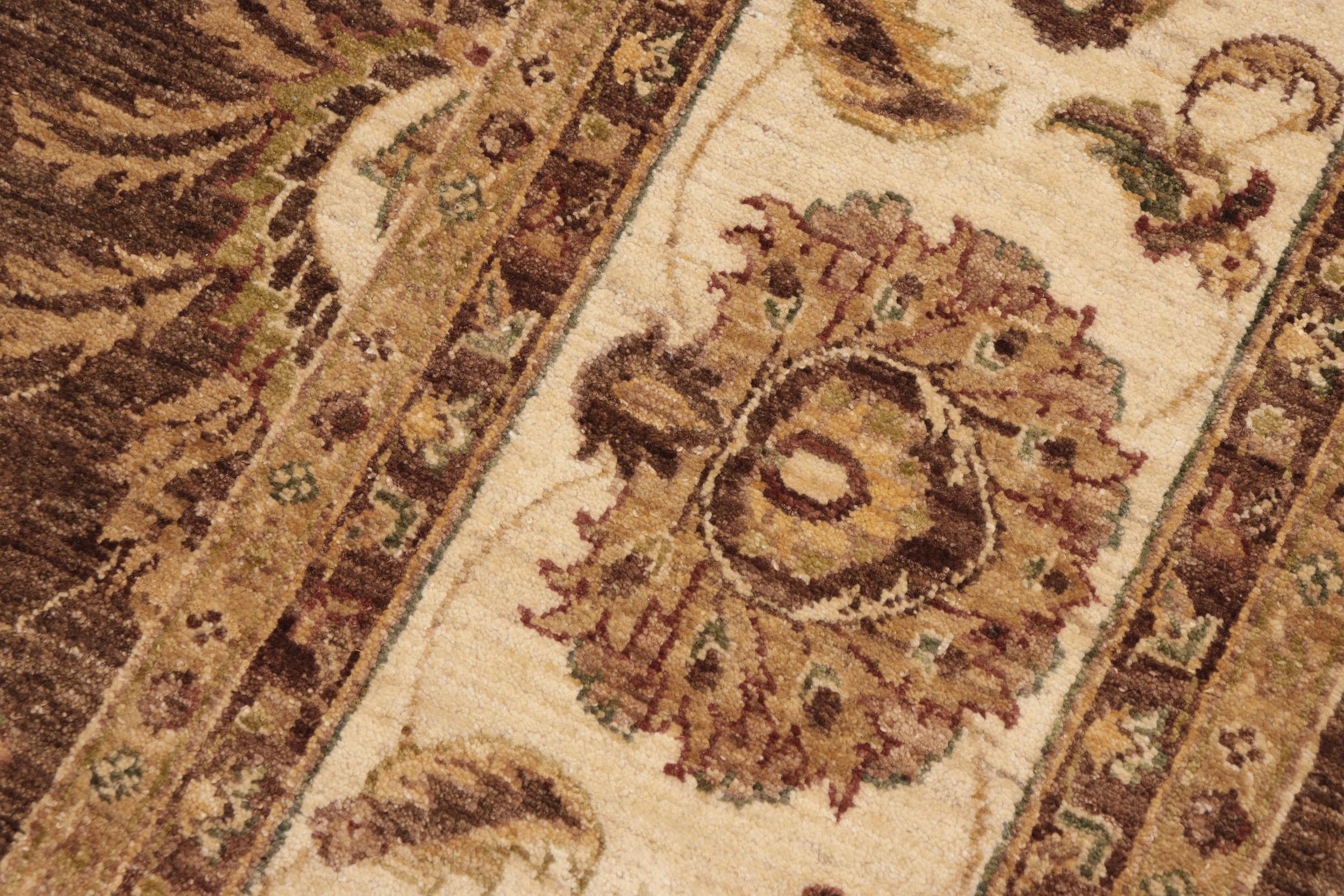 handmade Traditional Kafkaz Brown Beige Hand Knotted RECTANGLE 100% WOOL area rug 9x12