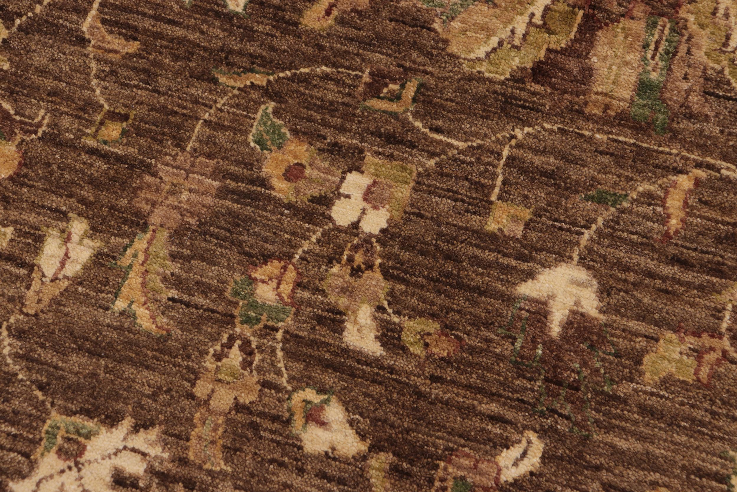 handmade Traditional Kafkaz Brown Beige Hand Knotted RECTANGLE 100% WOOL area rug 9x12