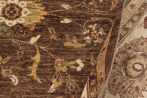 handmade Traditional Kafkaz Brown Beige Hand Knotted RECTANGLE 100% WOOL area rug 9x12