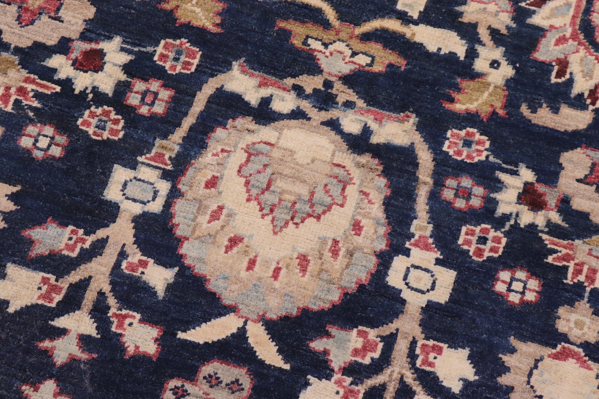 handmade Transitional Kafkaz Blue Rust Hand Knotted RECTANGLE 100% WOOL area rug 13' x 19'