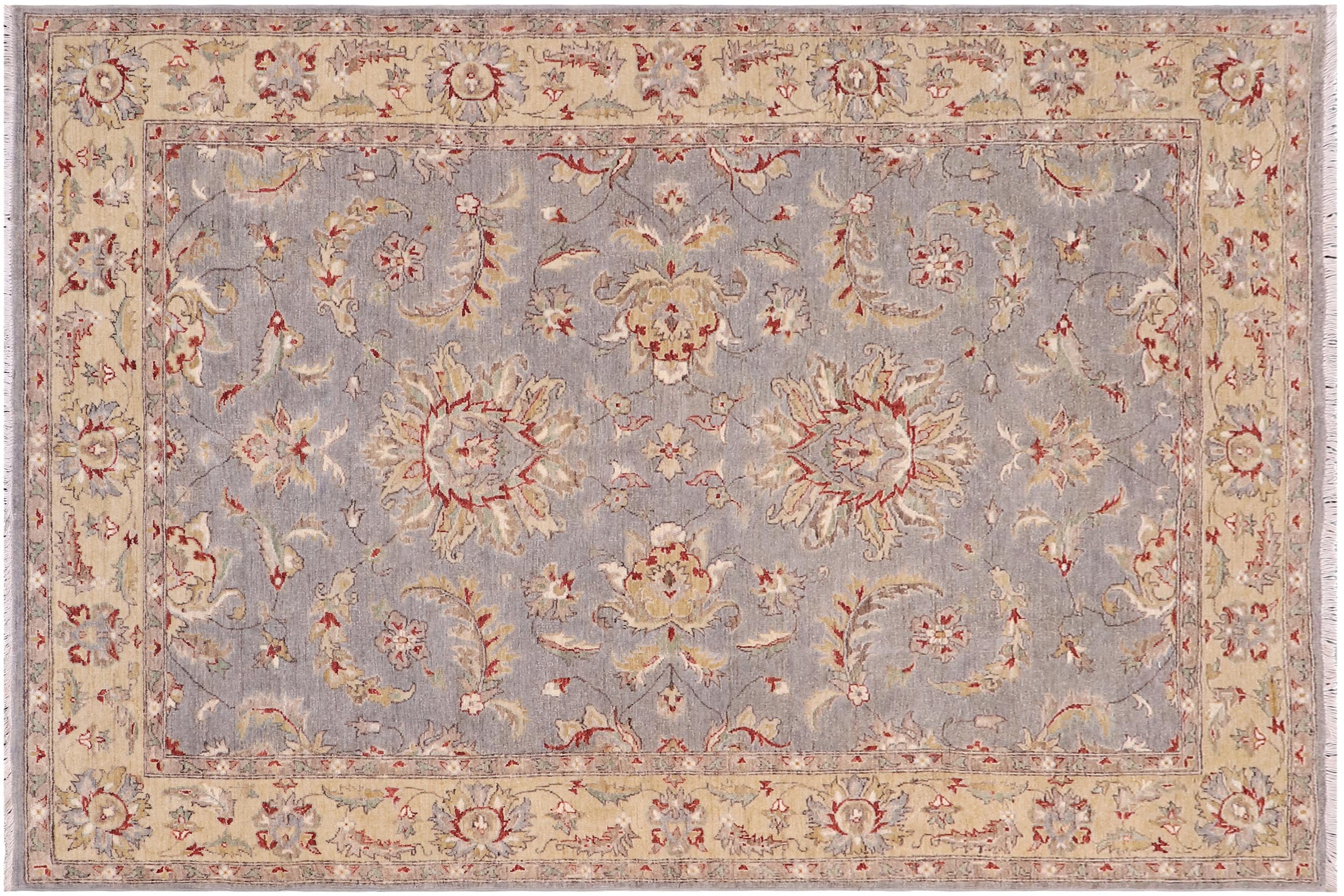handmade Traditional Kafkaz Lt. Gray Blue Hand Knotted RECTANGLE 100% WOOL area rug 5x8