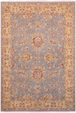 handmade Traditional Kafkaz Lt. Gray Blue Hand Knotted RECTANGLE 100% WOOL area rug 5 x 8
