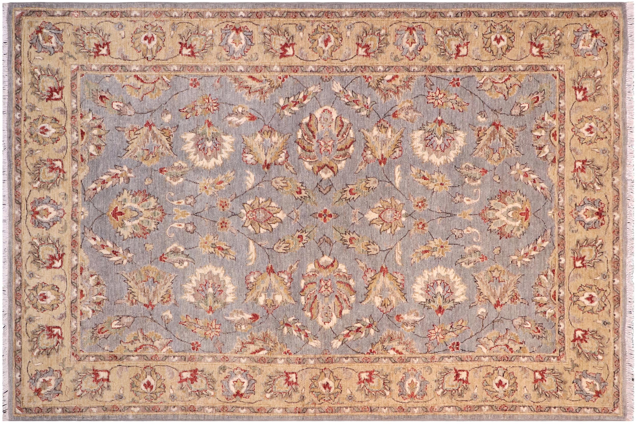 handmade Traditional Kafkaz Lt. Gray Gold Hand Knotted RECTANGLE 100% WOOL area rug 5x7