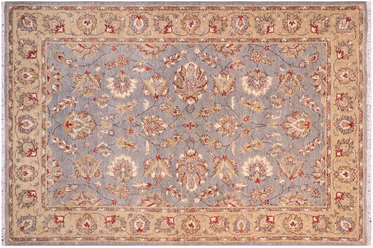 handmade Traditional Kafkaz Lt. Gray Gold Hand Knotted RECTANGLE 100% WOOL area rug 5x7