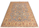 handmade Traditional Kafkaz Lt. Gray Gold Hand Knotted RECTANGLE 100% WOOL area rug 5 x 7