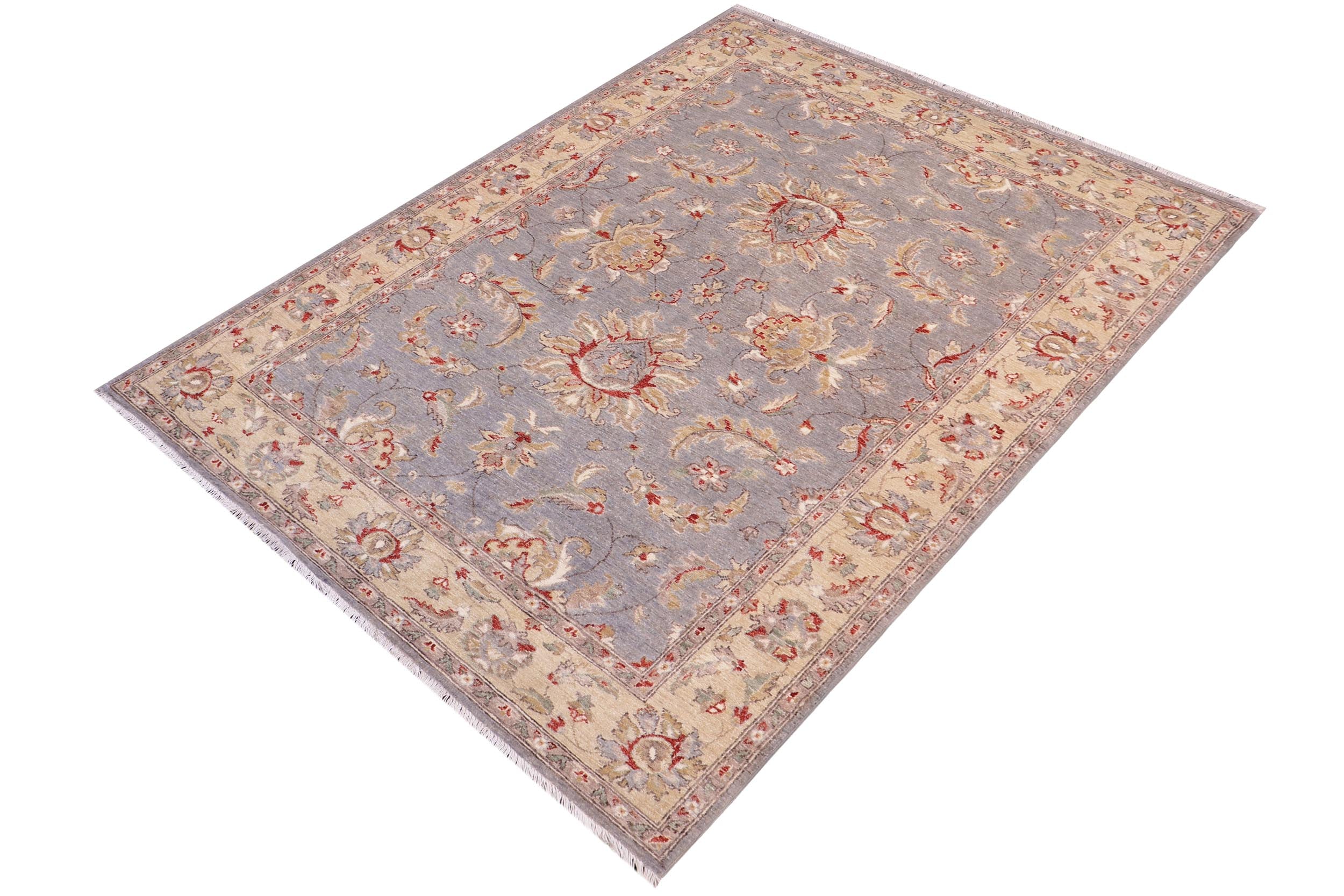 handmade Traditional Kafkaz Lt. Gray Gold Hand Knotted RECTANGLE 100% WOOL area rug 5x7