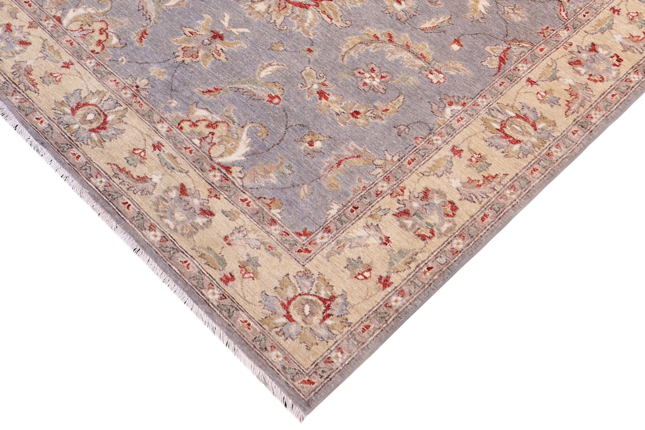 handmade Traditional Kafkaz Lt. Gray Gold Hand Knotted RECTANGLE 100% WOOL area rug 5x7