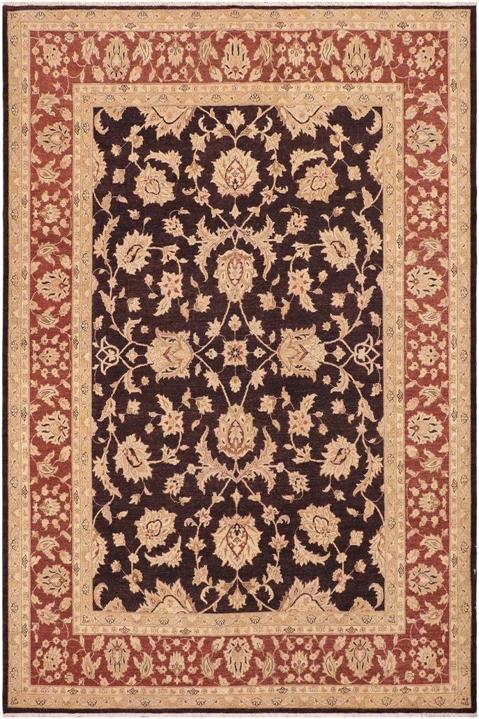 handmade Traditional Kafkaz Aubergine Dull Orange Hand Knotted RECTANGLE 100% WOOL area rug 9X12