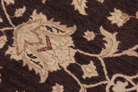 handmade Transitional Kafkaz Aubergine Dull Orange Hand Knotted RECTANGLE 100% WOOL area rug 9' x 12'