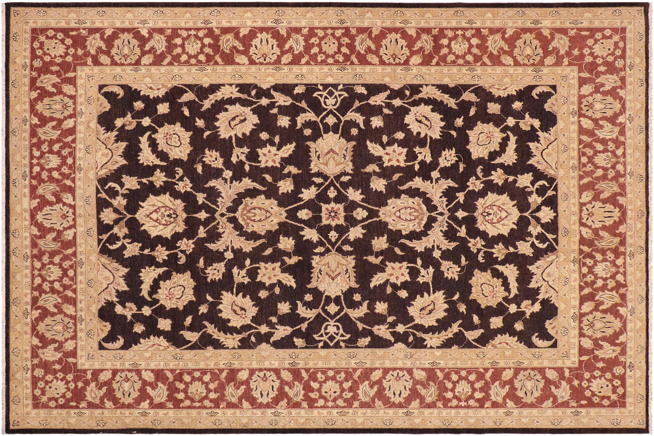 handmade Transitional Kafkaz Aubergine Dull Orange Hand Knotted RECTANGLE 100% WOOL area rug 9' x 12'