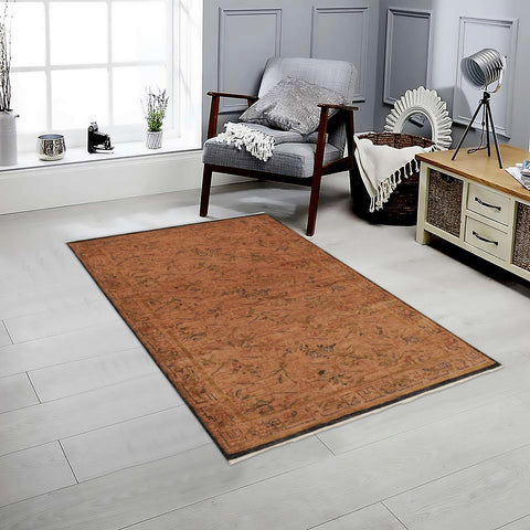 handmade Over Dyed Over Dyed Lt.orange Orange Hand Knotted RECTANGLE 100% WOOL area rug 4' x 6'