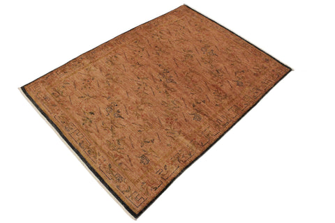 handmade Over Dyed Over Dyed Lt.orange Orange Hand Knotted RECTANGLE 100% WOOL area rug 4' x 6'