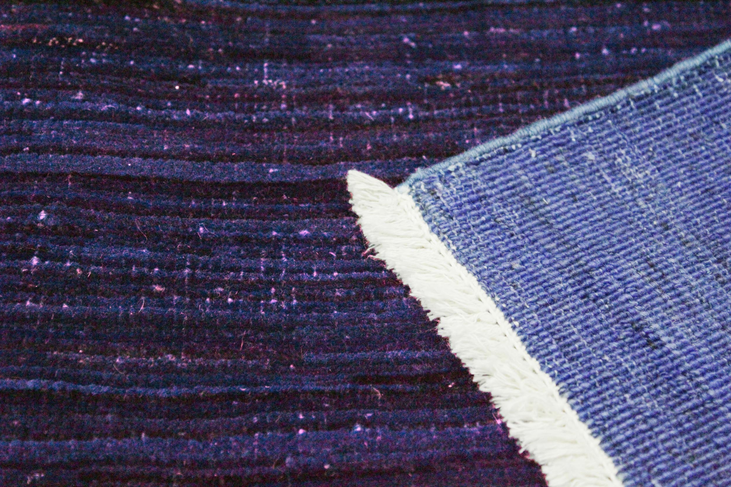 handmade Over Dyed Over Dyed Blue Blue Hand Knotted RECTANGLE 100% WOOL area rug 4' x 6'