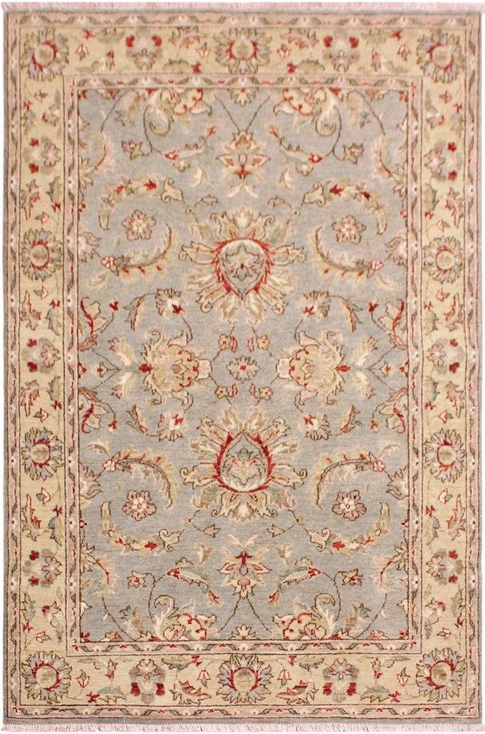 handmade Traditional  Gray Blue Hand Knotted RECTANGLE 100% WOOL area rug 4X6