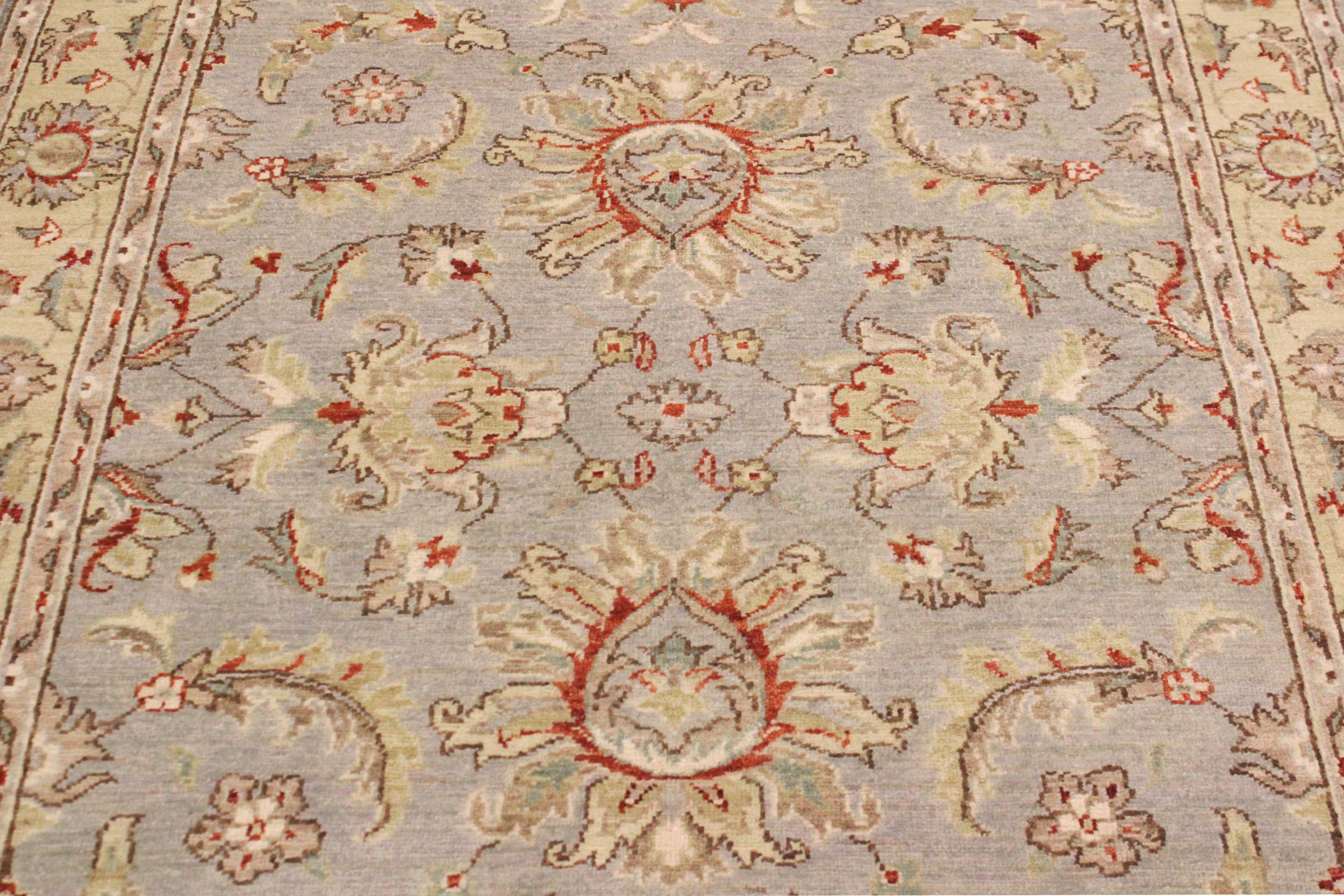 handmade Traditional Kafkaz Gray Blue Hand Knotted RECTANGLE 100% WOOL area rug 4x6