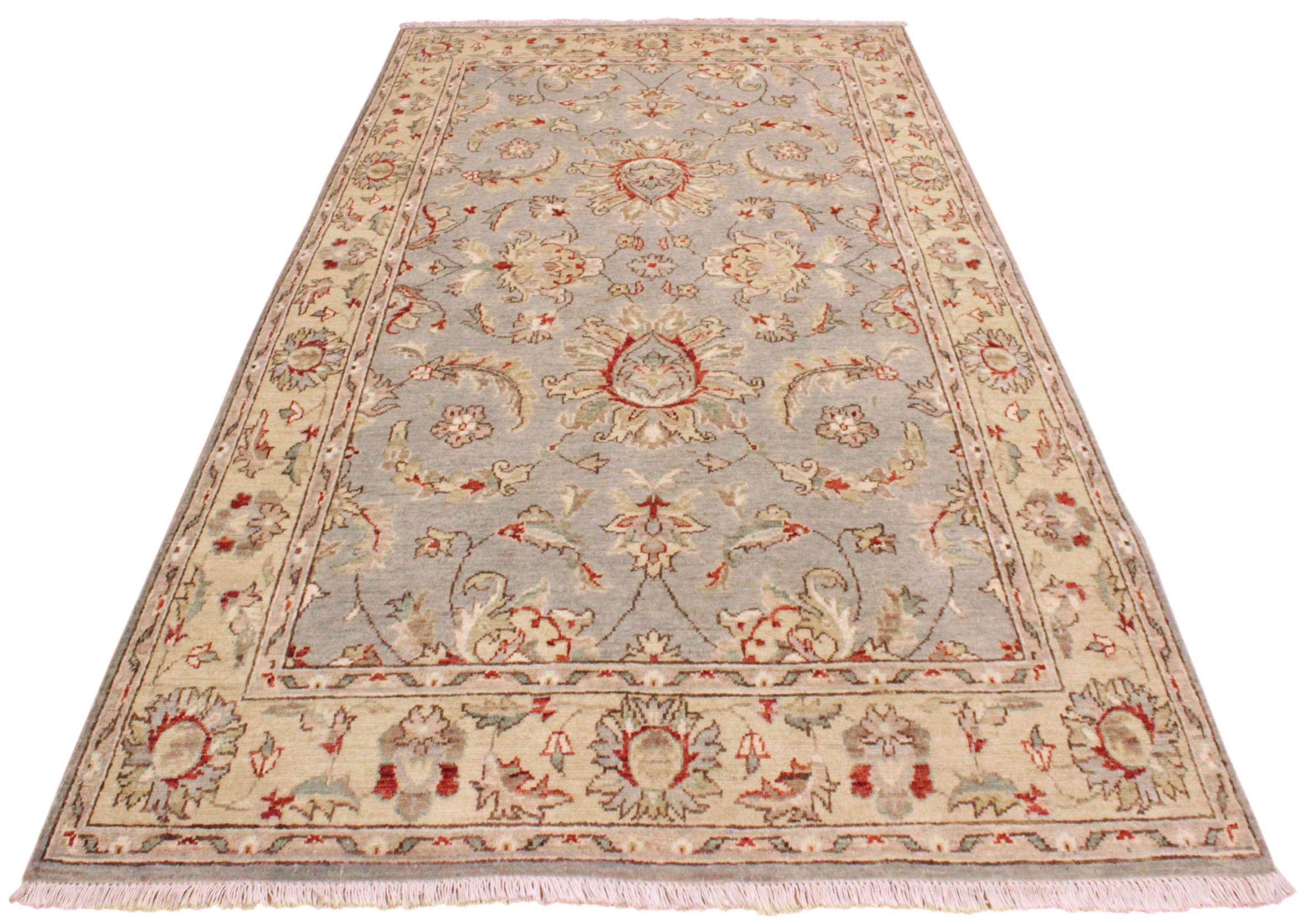 handmade Traditional Kafkaz Gray Blue Hand Knotted RECTANGLE 100% WOOL area rug 4x6