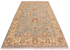 handmade Traditional  Gray Blue Hand Knotted RECTANGLE 100% WOOL area rug 4X6