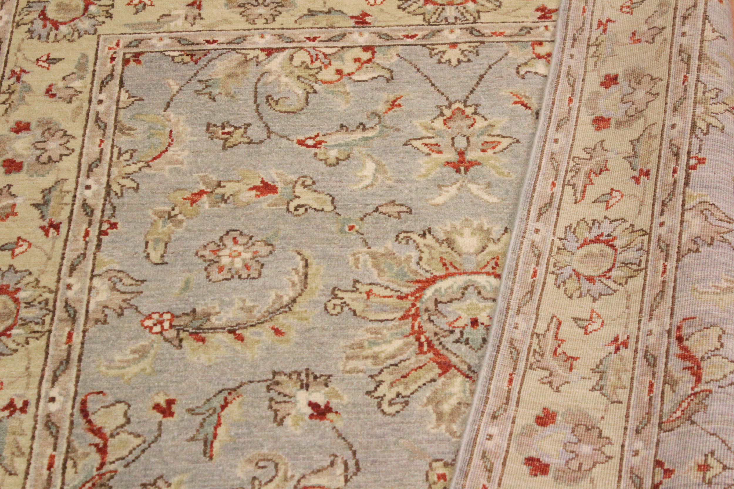 handmade Traditional Kafkaz Gray Blue Hand Knotted RECTANGLE 100% WOOL area rug 4x6