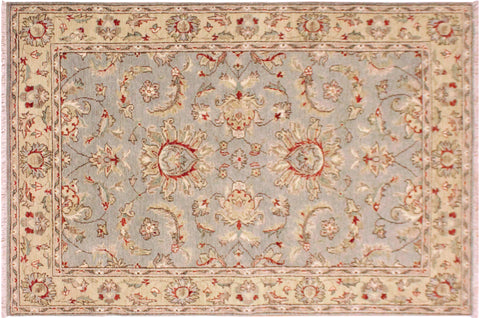 handmade Traditional Kafkaz Gray Blue Hand Knotted RECTANGLE 100% WOOL area rug 4x6