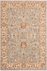 handmade Traditional  Gray Blue Hand Knotted RECTANGLE 100% WOOL area rug 4X6