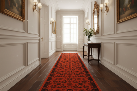 handmade Over Dyed Over Dyed Orange Black Hand Knotted RUNNER 100% WOOL area rug 3' x 12'