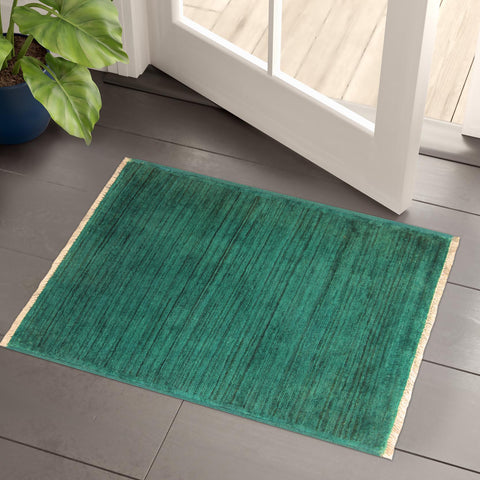 handmade Over Dyed Over Dyed Green Green Hand Knotted RECTANGLE 100% WOOL area rug 2' x 3'