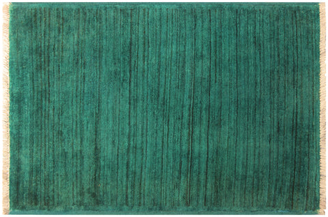 handmade Over Dyed Over Dyed Green Green Hand Knotted RECTANGLE 100% WOOL area rug 2' x 3'