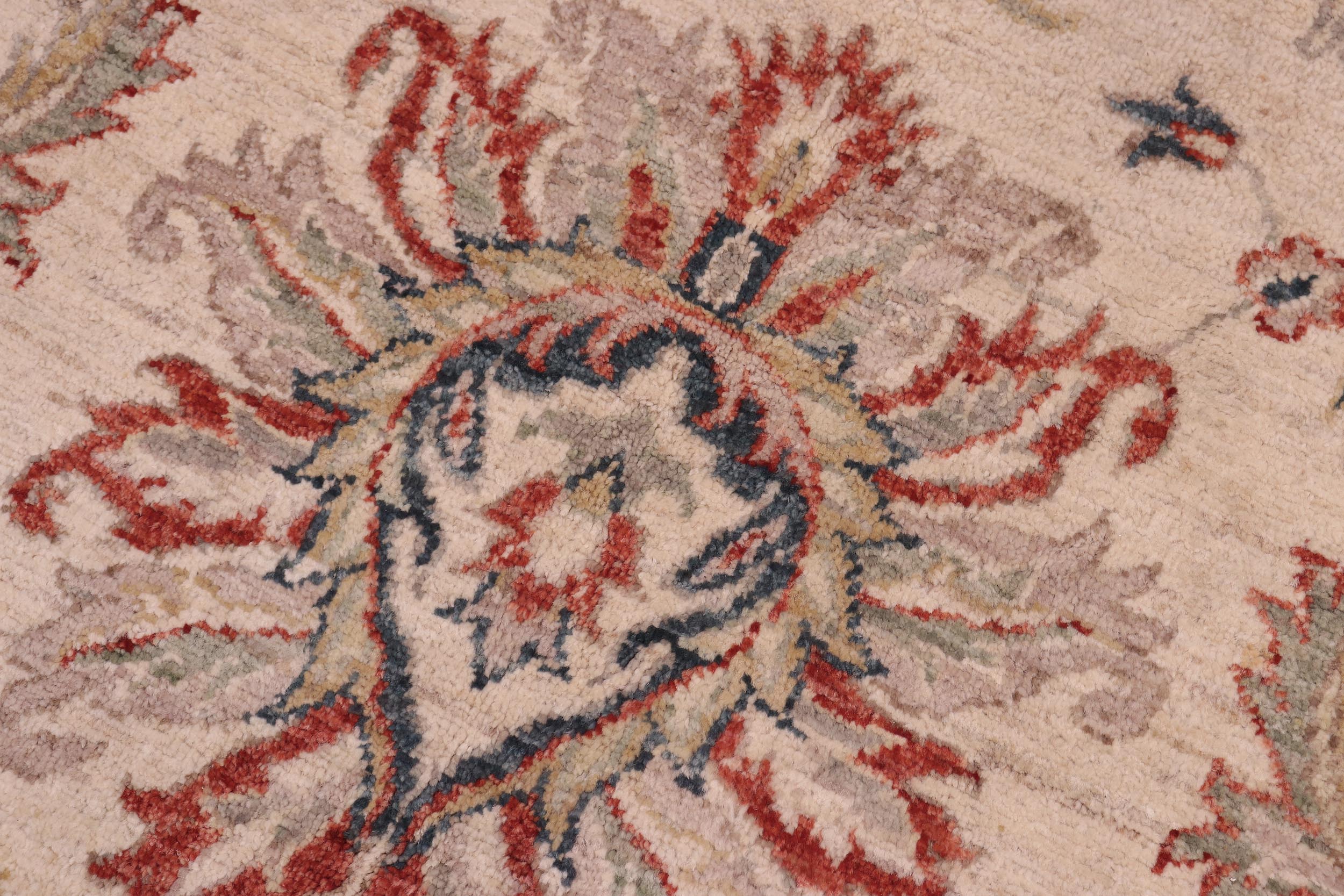 handmade Traditional Kafkaz Ivory Rust Hand Knotted RECTANGLE 100% WOOL area rug 5x8