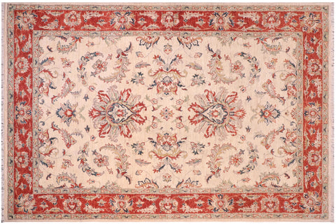 handmade Traditional Kafkaz Ivory Rust Hand Knotted RECTANGLE 100% WOOL area rug 5x8