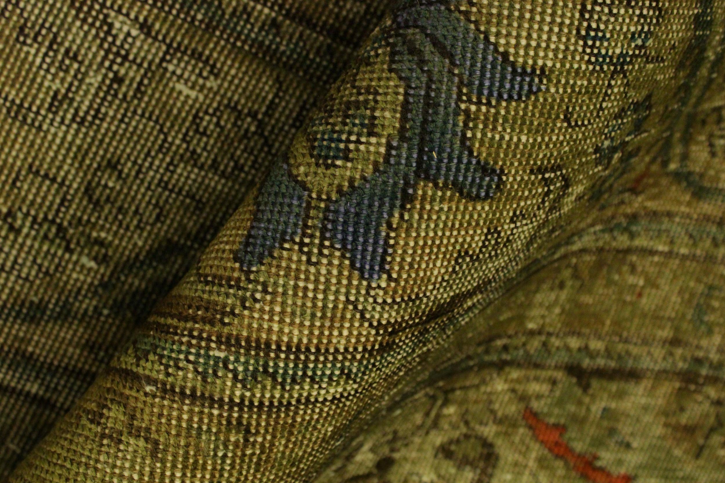 handmade Modern Vintage Green Gray Hand Knotted RECTANGLE 100% WOOL area rug 10' x 13'