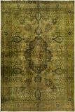 Vintage Distressed Persian Zetta Green/Gray Wool Rug - 9'8'' x 12'7''