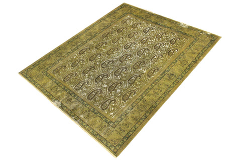 handmade Transitional Vintage Green Brown Hand Knotted RECTANGLE 100% WOOL area rug 8' x 10'