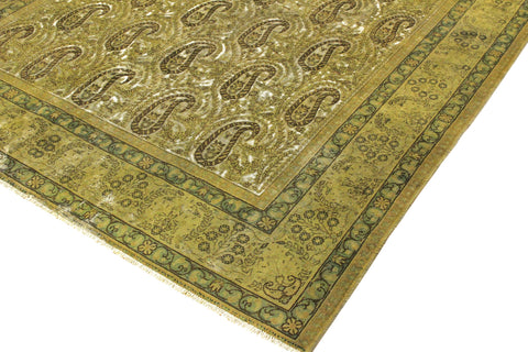 handmade Transitional Vintage Green Brown Hand Knotted RECTANGLE 100% WOOL area rug 8' x 10'