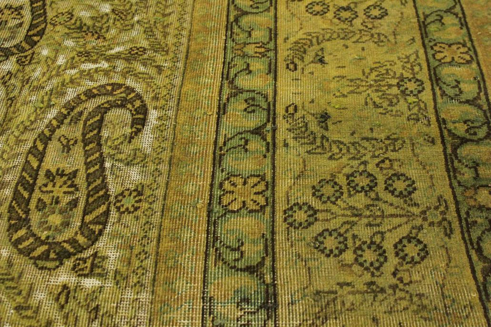 handmade Vintage Vintage Green Brown Hand Knotted RECTANGLE 100% WOOL area rug 8x10