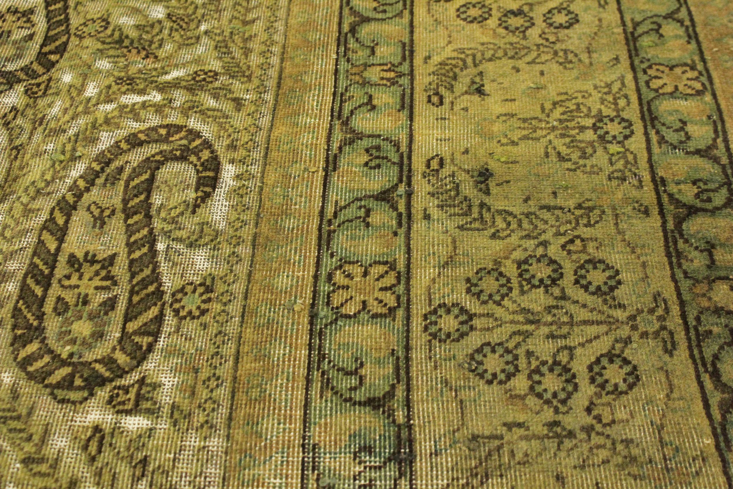 handmade Transitional Vintage Green Brown Hand Knotted RECTANGLE 100% WOOL area rug 8' x 10'