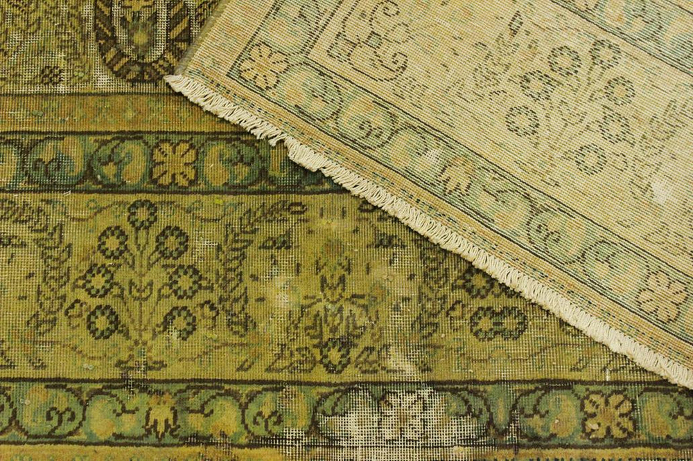 handmade Vintage Vintage Green Brown Hand Knotted RECTANGLE 100% WOOL area rug 8x10