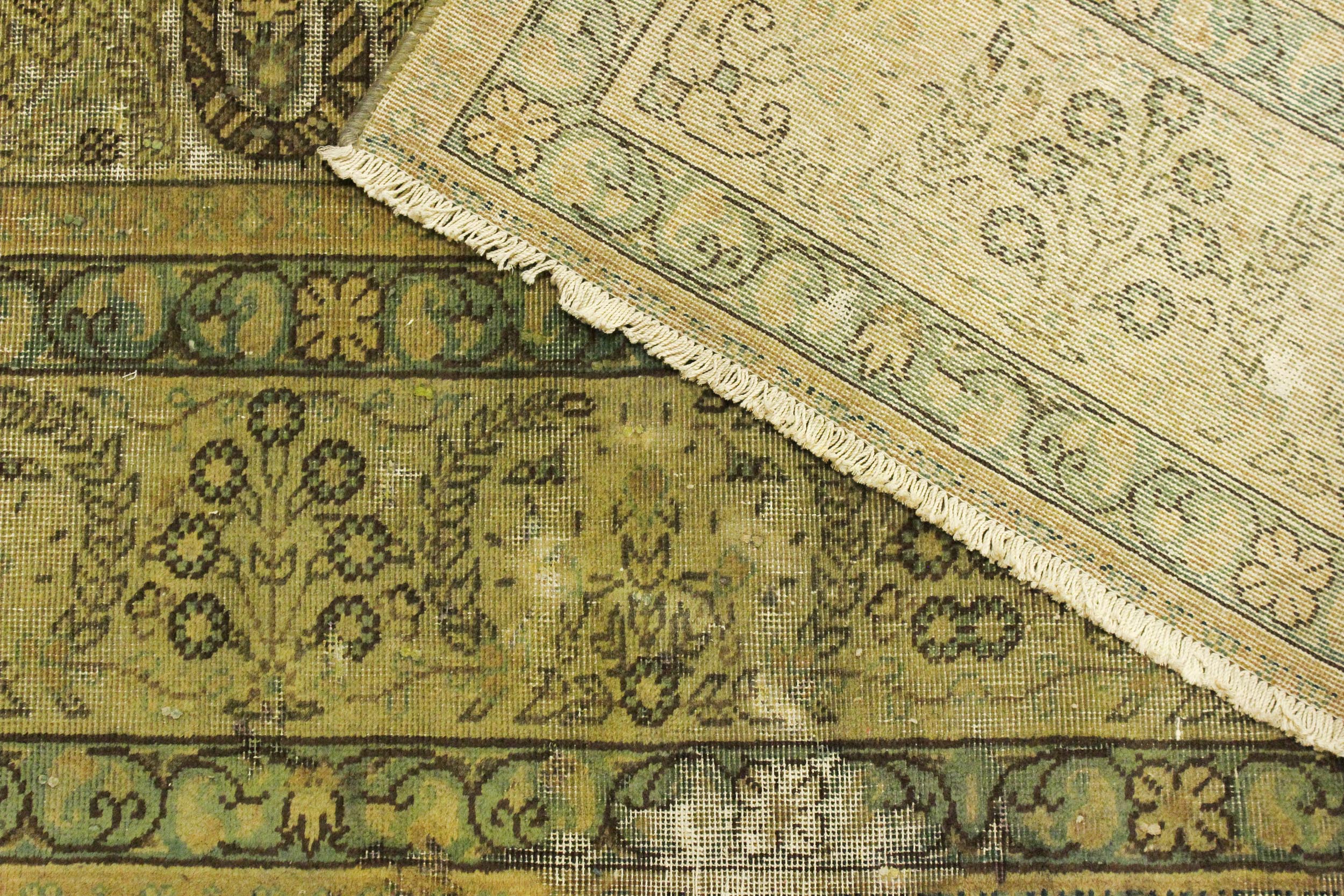 handmade Transitional Vintage Green Brown Hand Knotted RECTANGLE 100% WOOL area rug 8' x 10'