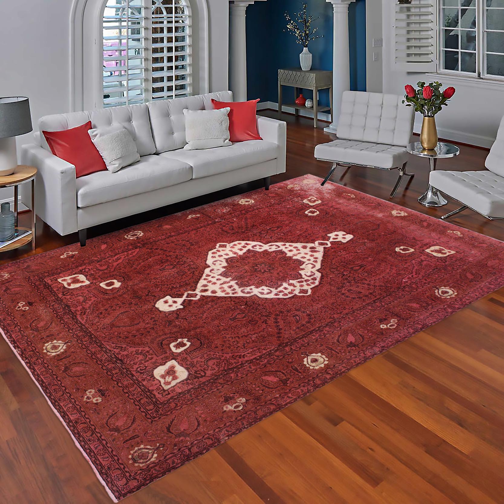 handmade Vintage Vintage Red Brown Hand Knotted RECTANGLE 100% WOOL area rug 8' x 12'