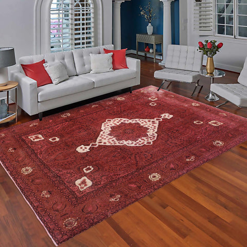 handmade Vintage Vintage Red Brown Hand Knotted RECTANGLE 100% WOOL area rug 8' x 12'