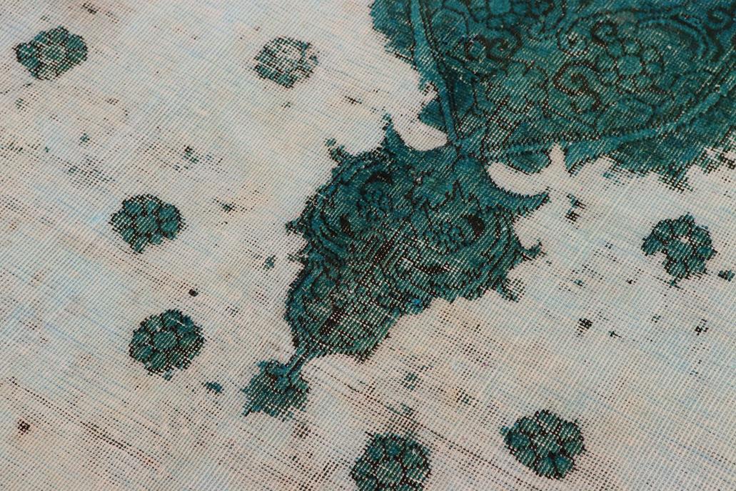 handmade Vintage Vintage Ivory Teal Hand Knotted RECTANGLE 100% WOOL area rug 8x11