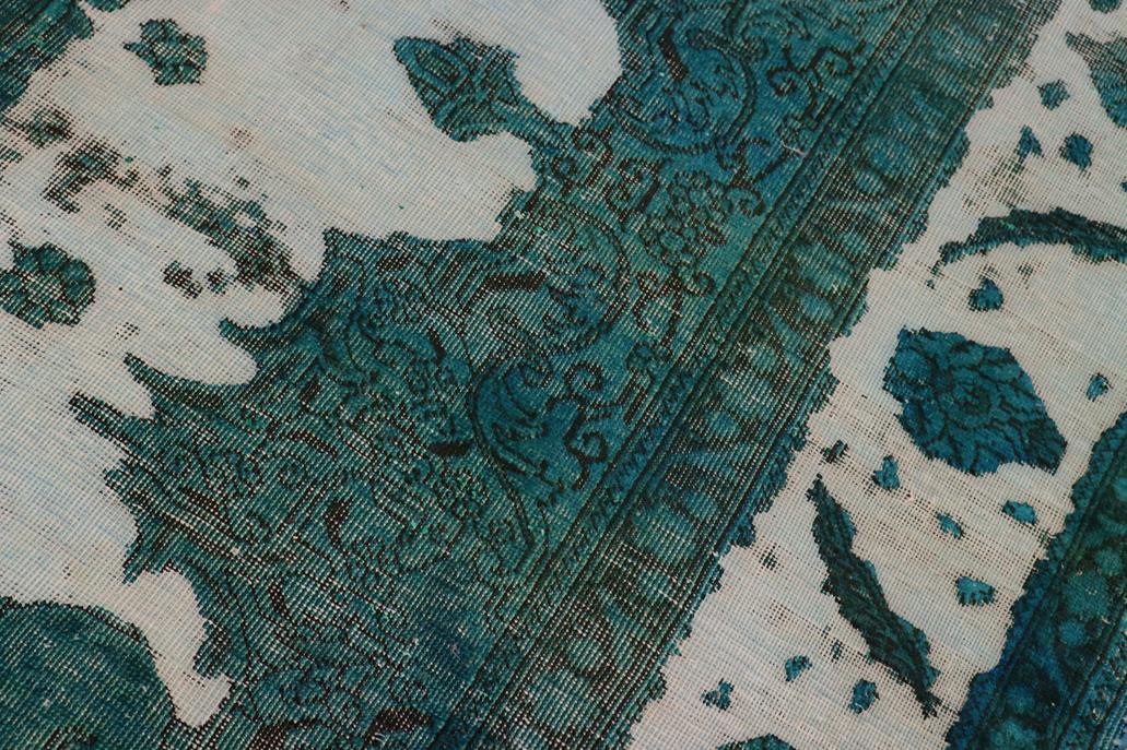 handmade Vintage Vintage Ivory Teal Hand Knotted RECTANGLE 100% WOOL area rug 8x11