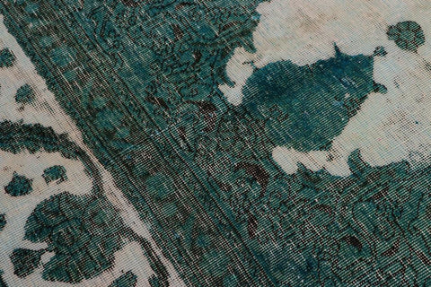 handmade Vintage Vintage Ivory Teal Hand Knotted RECTANGLE 100% WOOL area rug 8x11