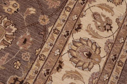 handmade Transitional Kafkaz Brown Beige Hand Knotted RECTANGLE 100% WOOL area rug 9' x 12'