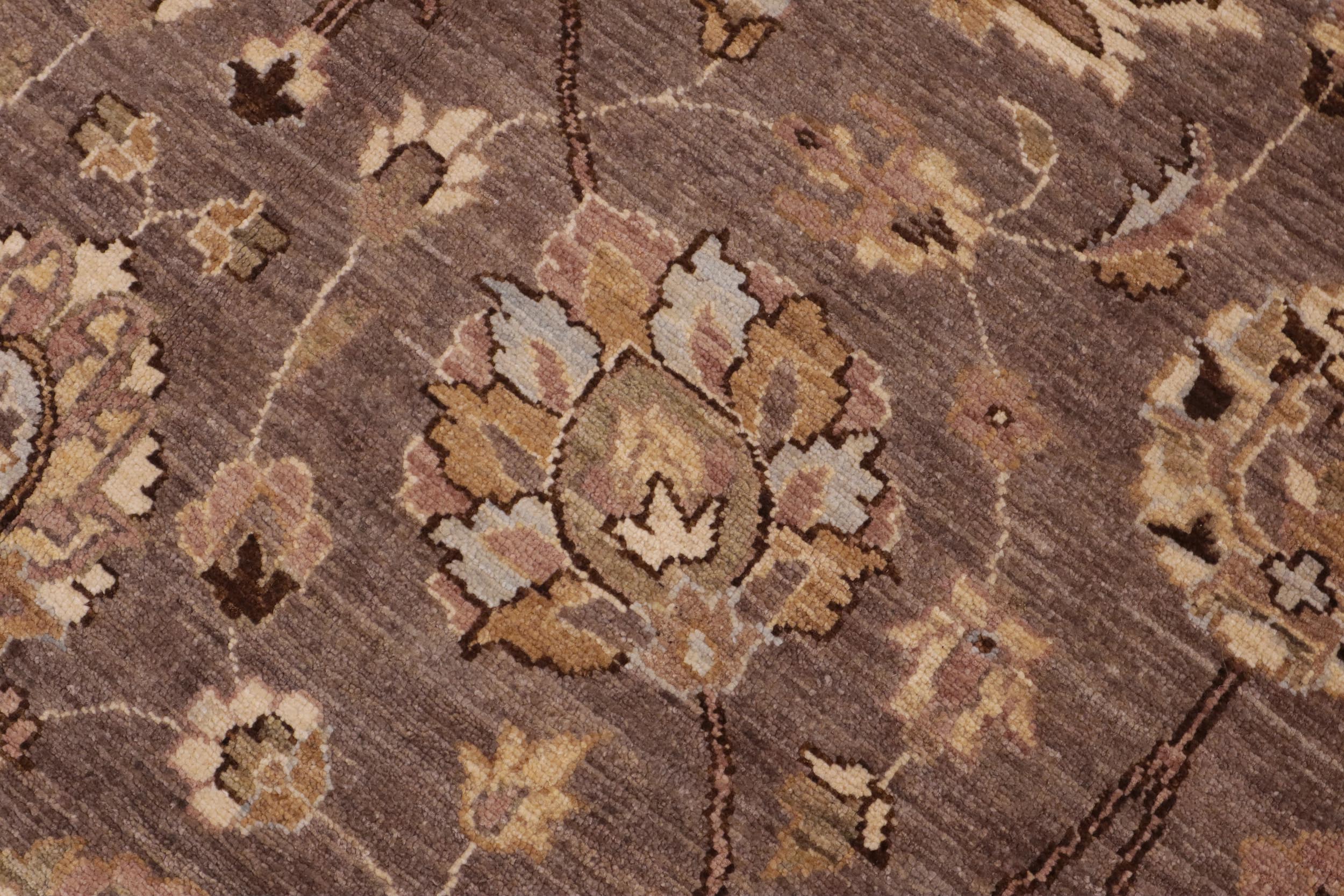 handmade Transitional Kafkaz Brown Beige Hand Knotted RECTANGLE 100% WOOL area rug 9' x 12'