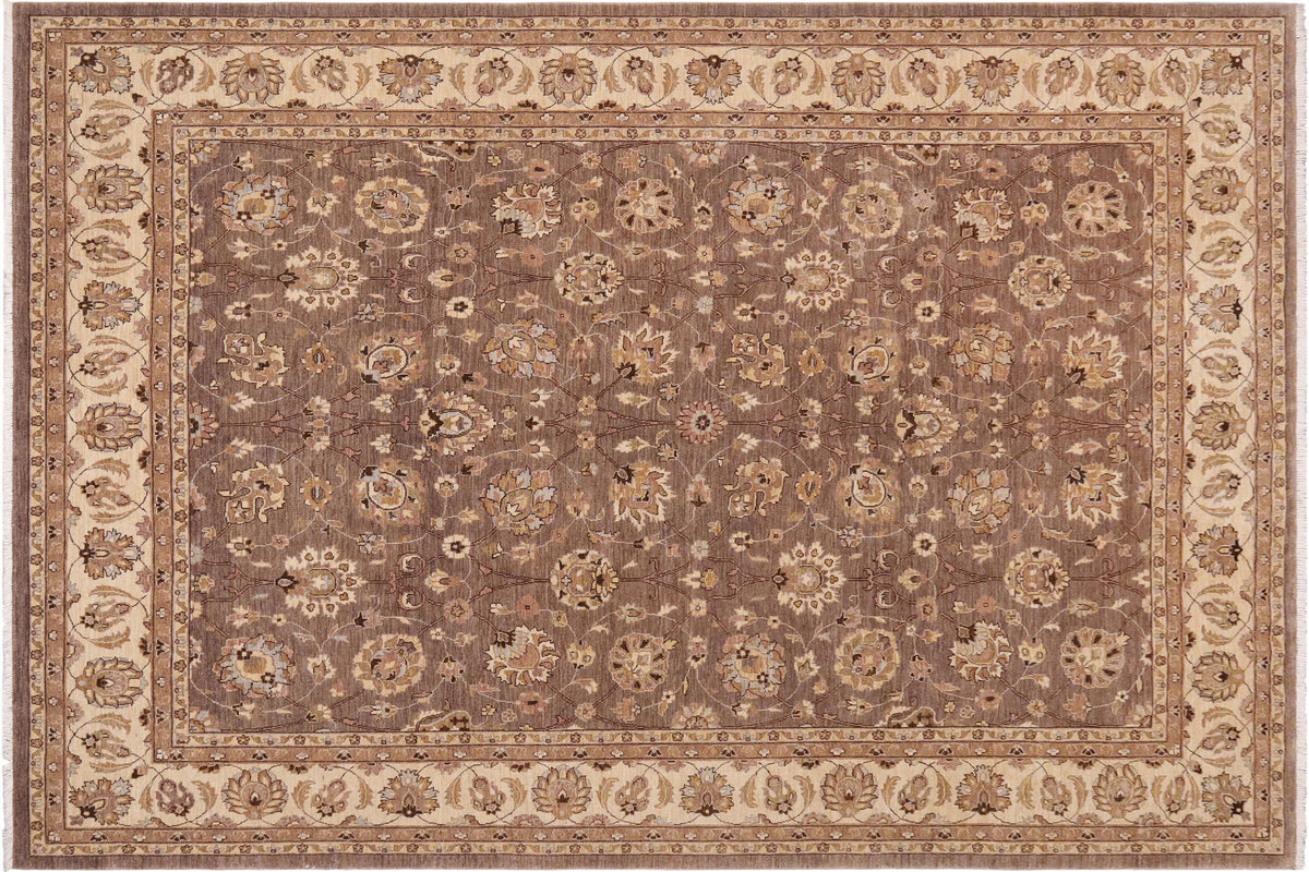 handmade Transitional Kafkaz Brown Beige Hand Knotted RECTANGLE 100% WOOL area rug 9' x 12'