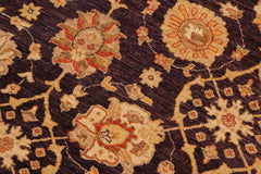 handmade Transitional Kafkaz Aubergine Beige Hand Knotted RECTANGLE 100% WOOL area rug 9X12