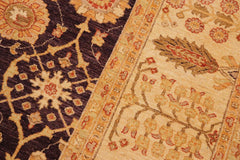 handmade Transitional Kafkaz Aubergine Beige Hand Knotted RECTANGLE 100% WOOL area rug 9X12