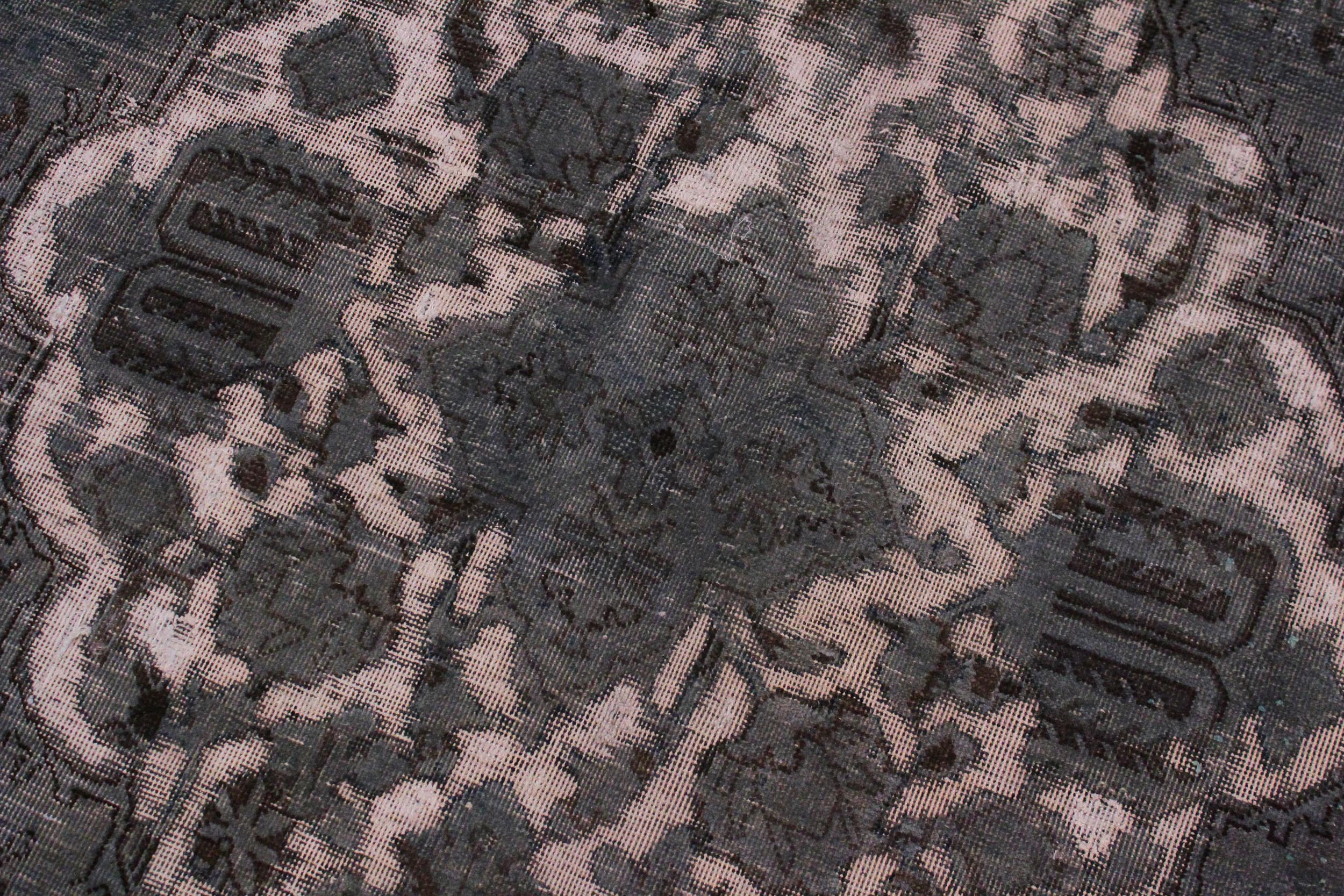 handmade Vintage Vintage Gray Tan Hand Knotted RECTANGLE 100% WOOL area rug 8' x 12'